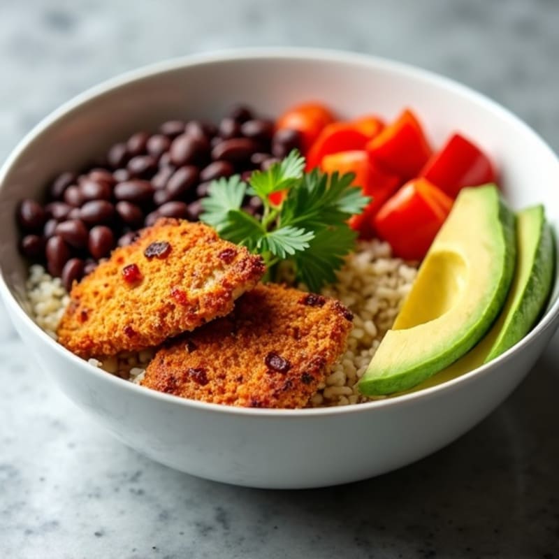 Crispy Chili-Lime Chicken Burrito Bowl with Fresh Salsa