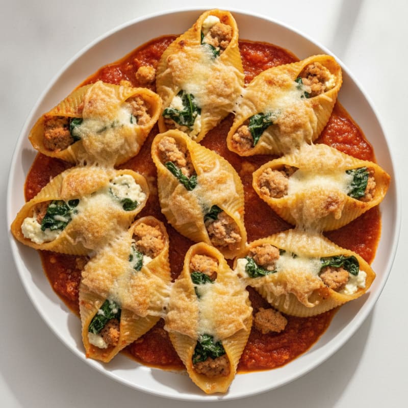 Baked Spinach Ricotta Stuffed Shells