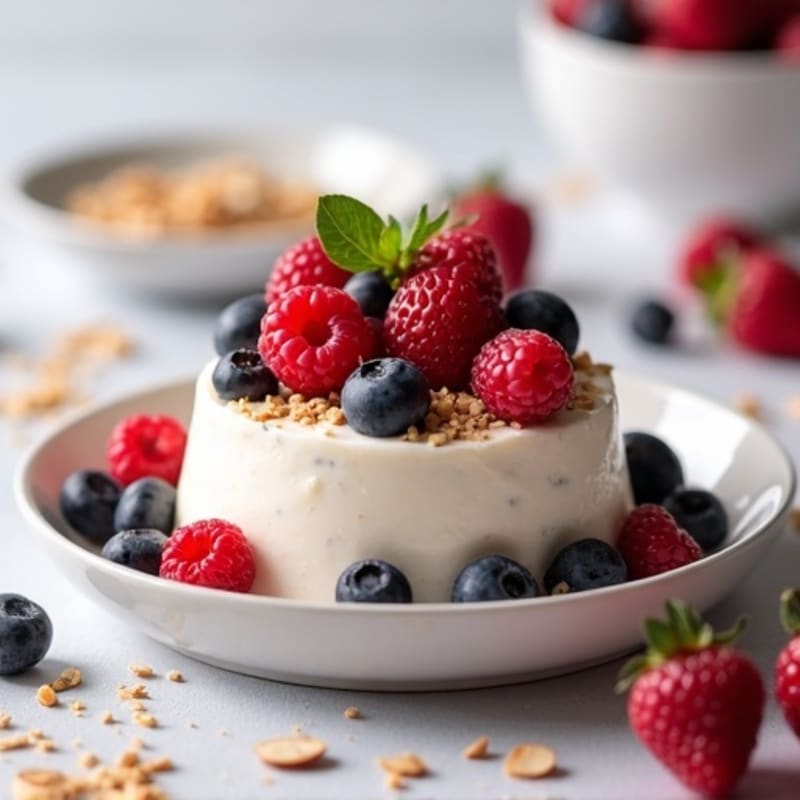 Silky Cottage Cheese Protein Pudding with Mixed Berries