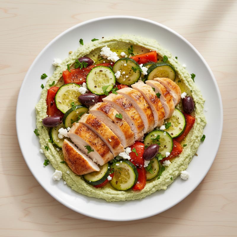 Herb Hummus Platter with Roasted Vegetables