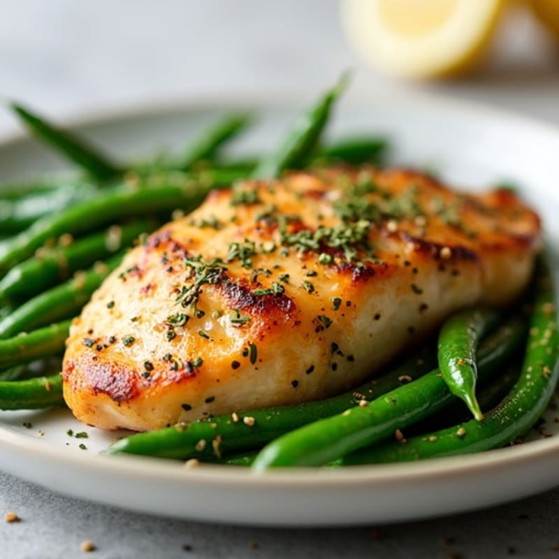 Garlic Herb Roasted Chicken Breast with Crisp Green Beans