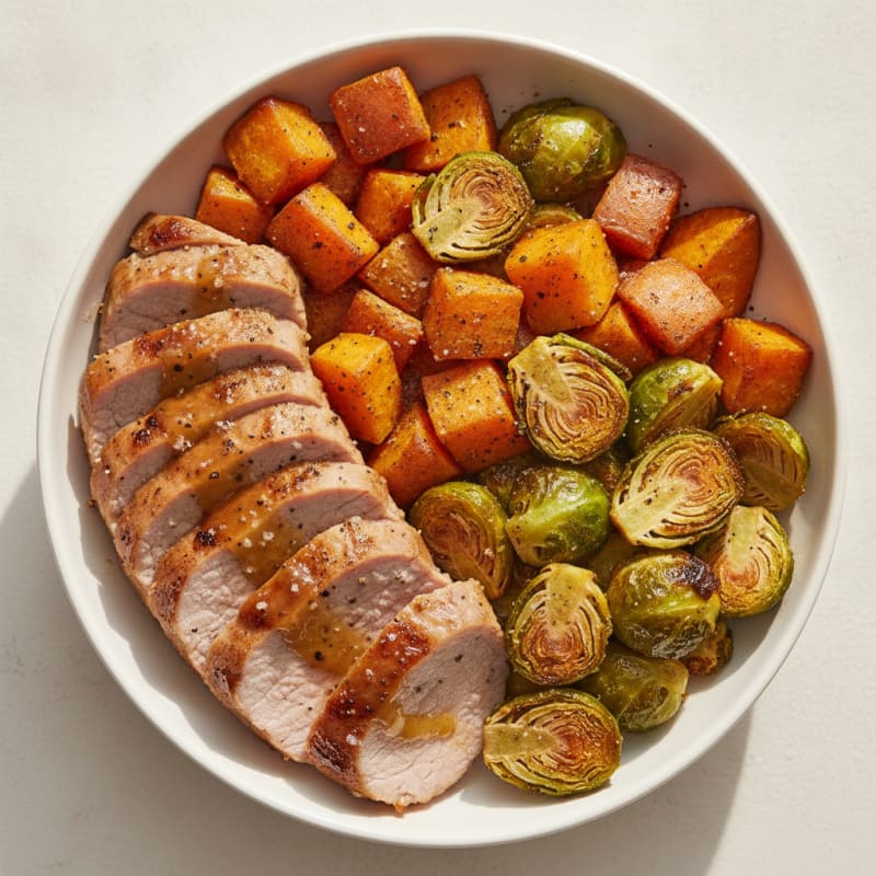 Maple-Dijon Pork Tenderloin Sweet Potato Bowl