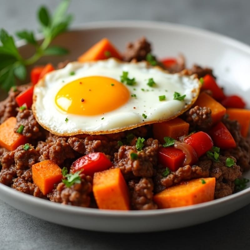 Hearty Ground Beef and Sweet Potato Hash