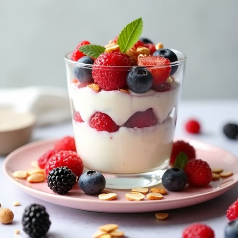 Greek Yogurt Protein Parfait with Mixed Berries