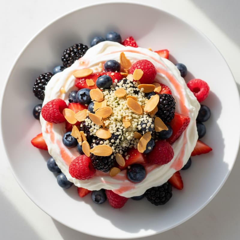 Silky Greek Yogurt Protein Parfait with Mixed Berries