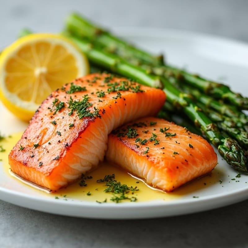Lemon Herb Baked Salmon with Roasted Asparagus