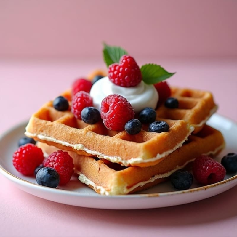 Crispy Protein Waffles with Creamy Berry Filling