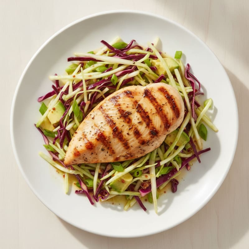 Grilled Chicken Breast with Crunchy Cabbage Slaw