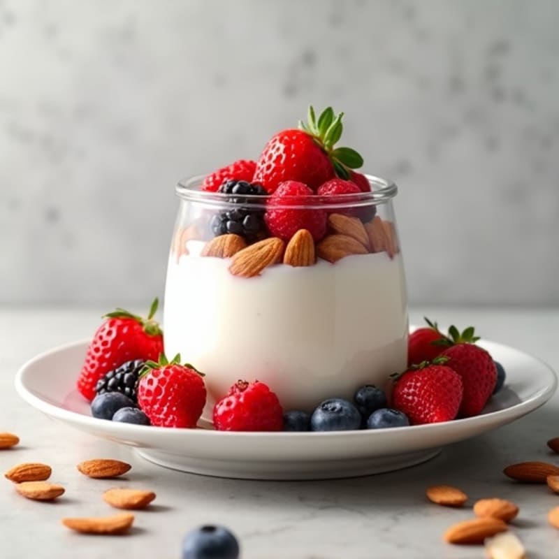 Creamy Greek Yogurt Protein Parfait with Berries and Almonds