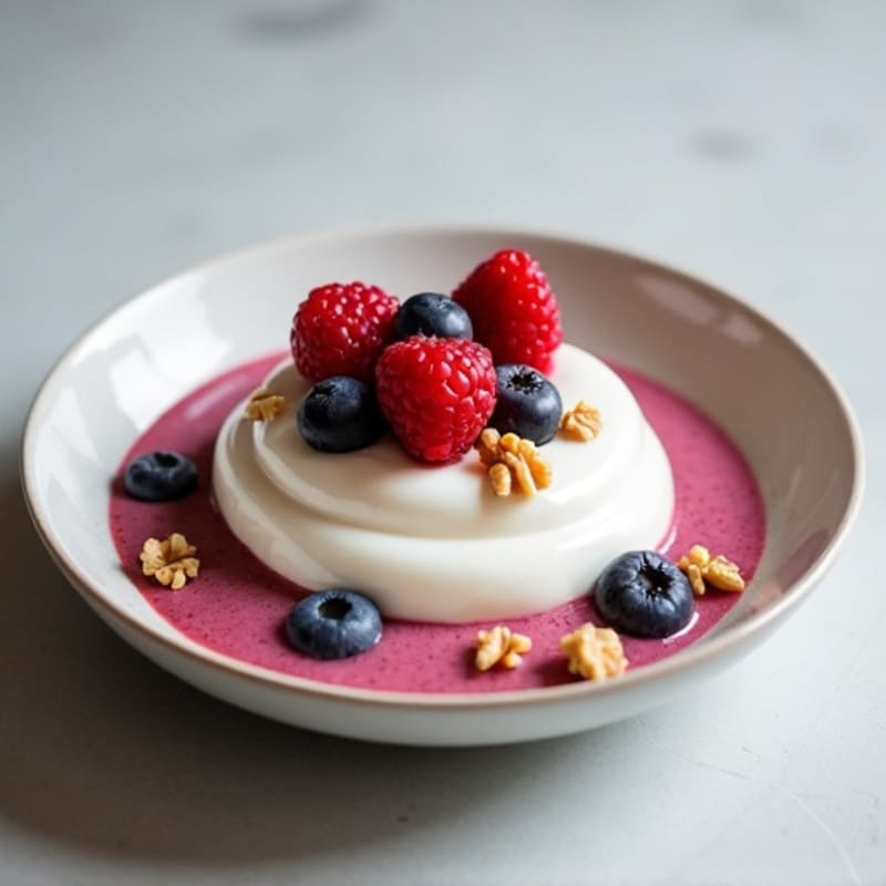 Greek Yogurt Protein Pudding with Mixed Berries