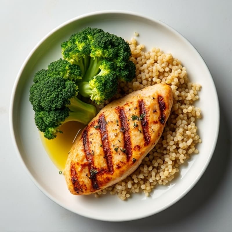 Grilled Chicken Breast with Quinoa and Steamed Broccoli