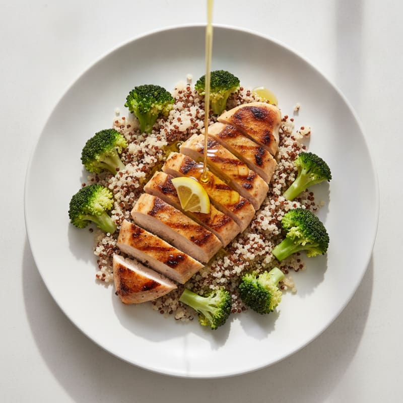 Grilled Chicken Breast with Quinoa and Steamed Broccoli