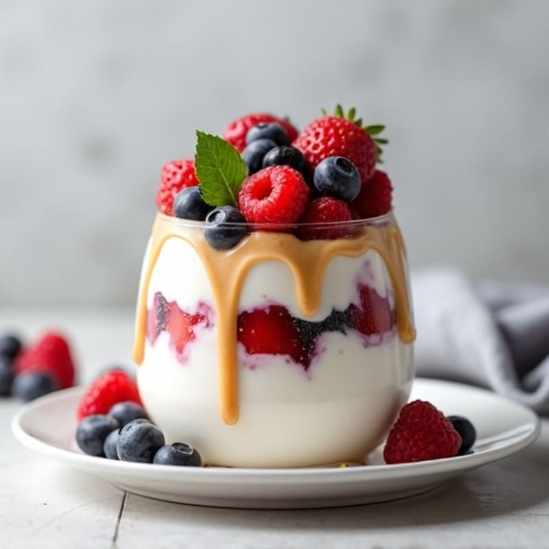 Greek Yogurt Protein Parfait with Berries and Almond Butter