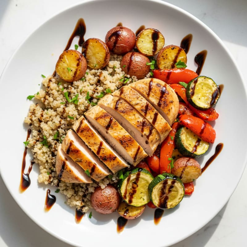 Grilled Chicken Breast with Quinoa and Roasted Vegetables
