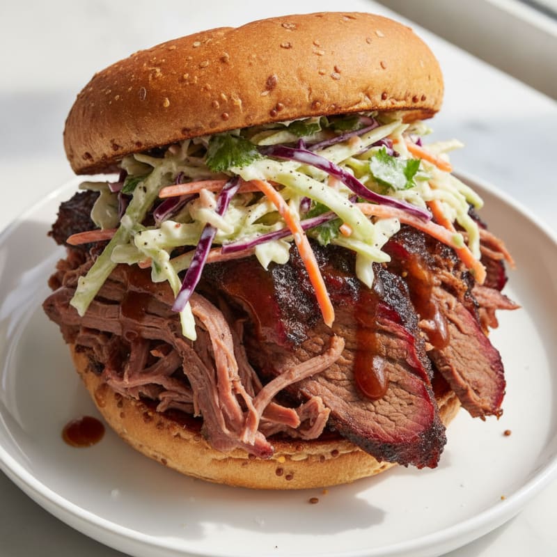 Smoked Brisket Sandwich with Tangy Slaw