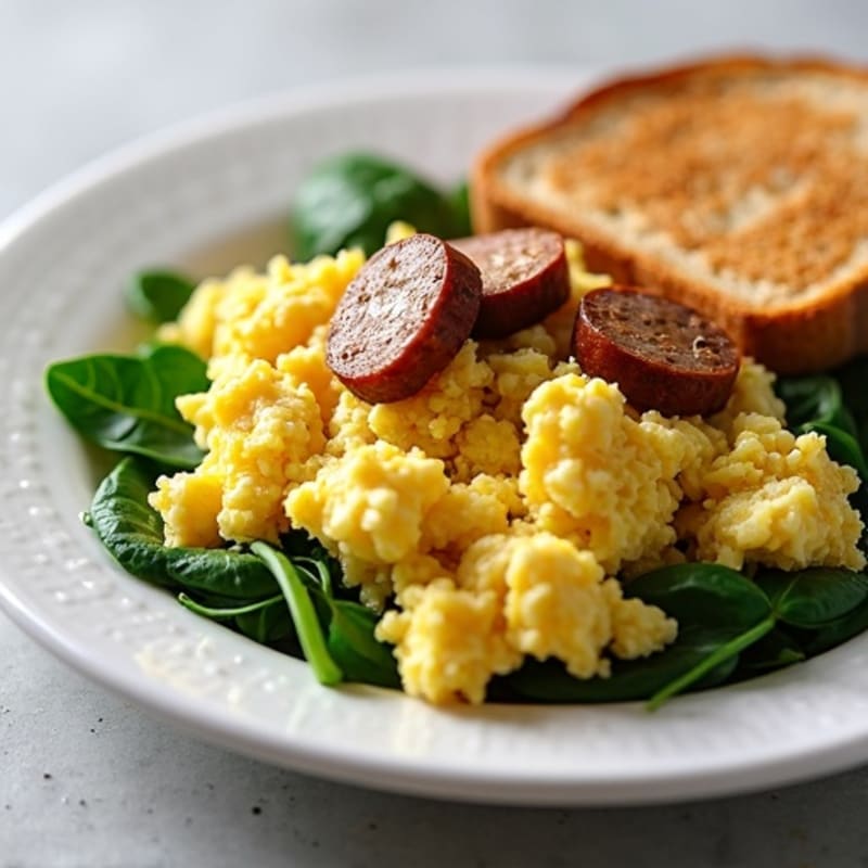 Egg White Scramble with Spinach and Turkey Sausage