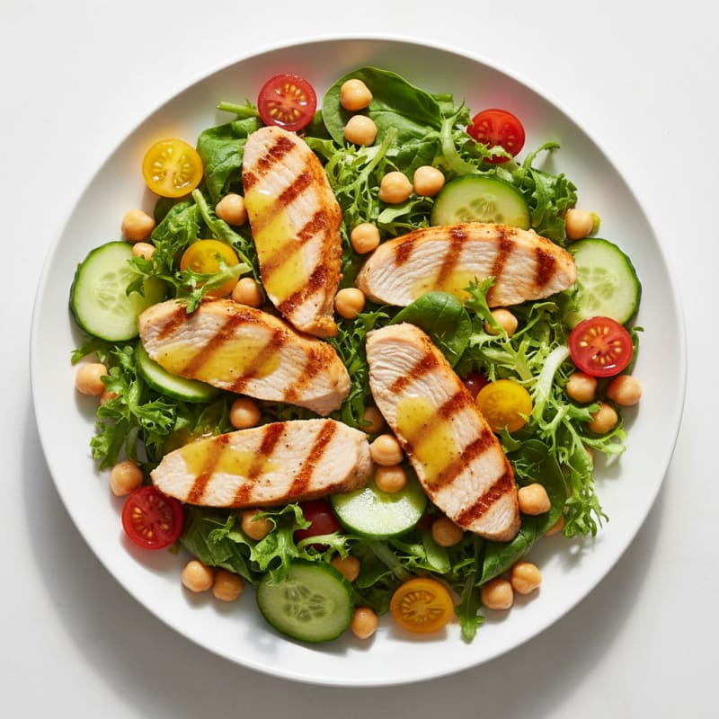 Grilled Turkey Breast Salad with Chickpeas and Lemon Vinaigrette