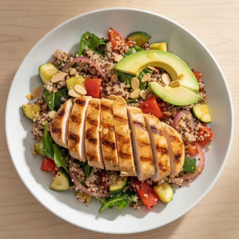 Grilled Chicken and Quinoa Salad with Roasted Vegetables
