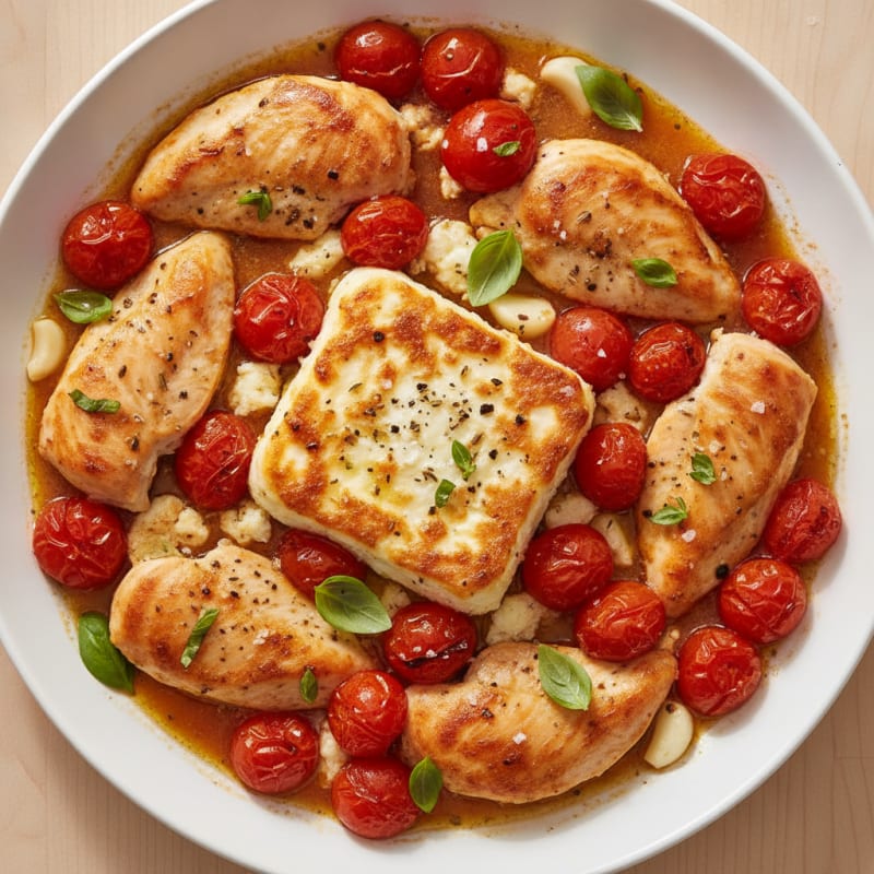 Baked Feta and Chicken with Roasted Tomatoes