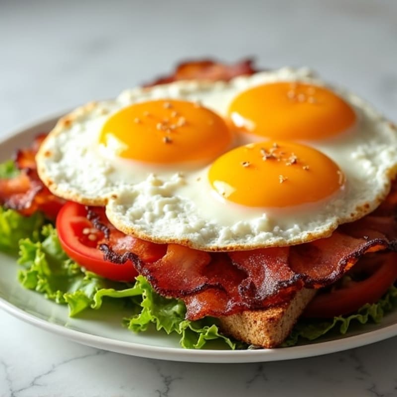Crispy Turkey Bacon BLT on Whole-Grain Toast with Double Egg