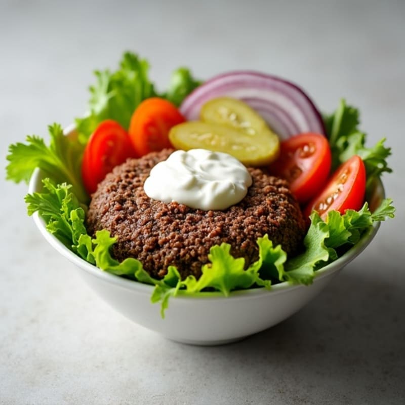 Lean Ground Beef Burger Bowl with Creamy Special Sauce