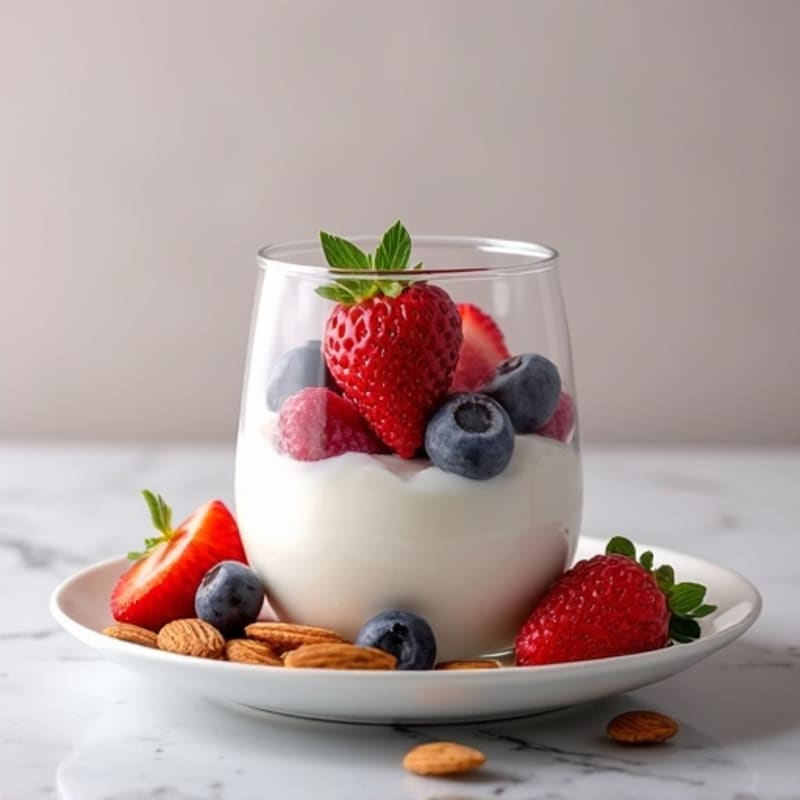 Greek Yogurt Protein Parfait with Mixed Berries and Almonds