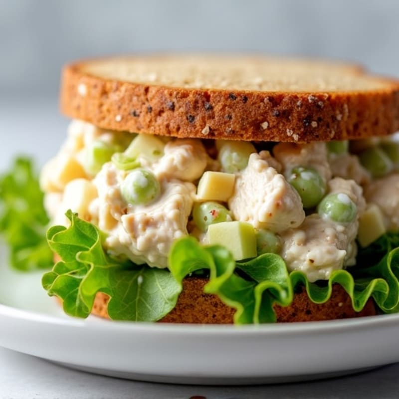 Healthy Creamy Chicken Salad Sandwich with Crisp Greens