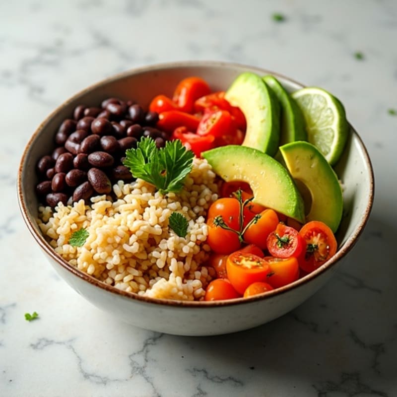Zesty Black Bean and Avocado Burrito Bowl
