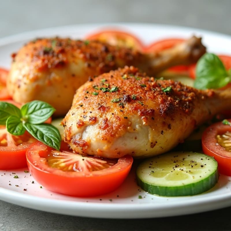 Spiced Roasted Chicken with Fresh Tomato Cucumber Salad