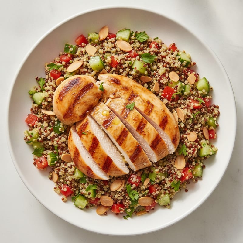 Grilled Chicken Breast with Crunchy Quinoa Salad
