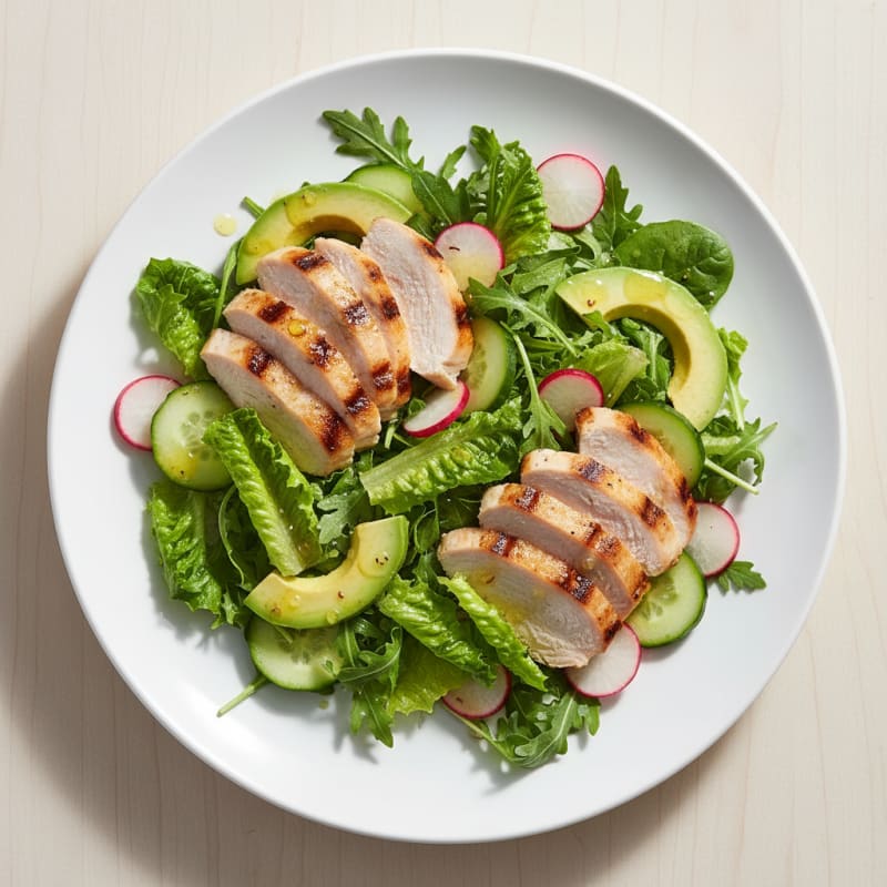 Grilled Turkey Breast Salad with Crunchy Greens