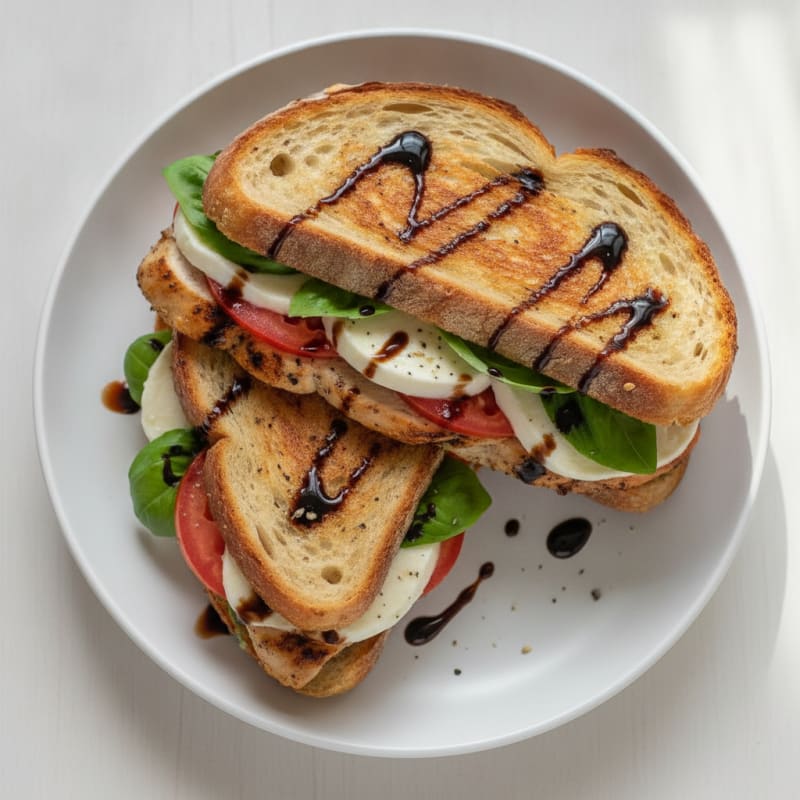 Grilled Chicken Caprese Sandwich with Balsamic Glaze