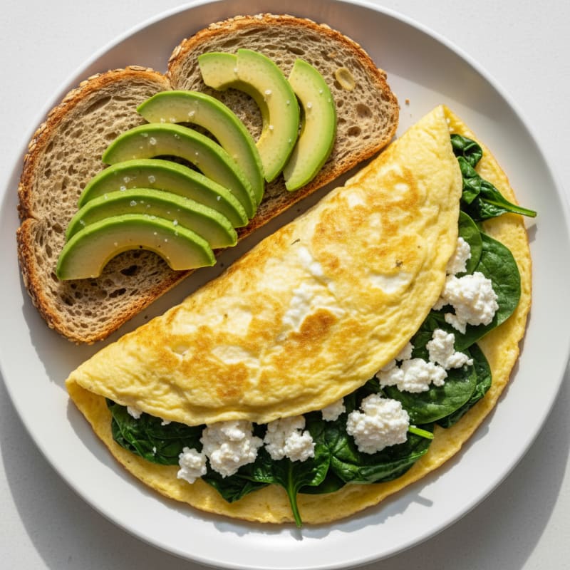 Egg White Spinach Omelette with Cottage Cheese