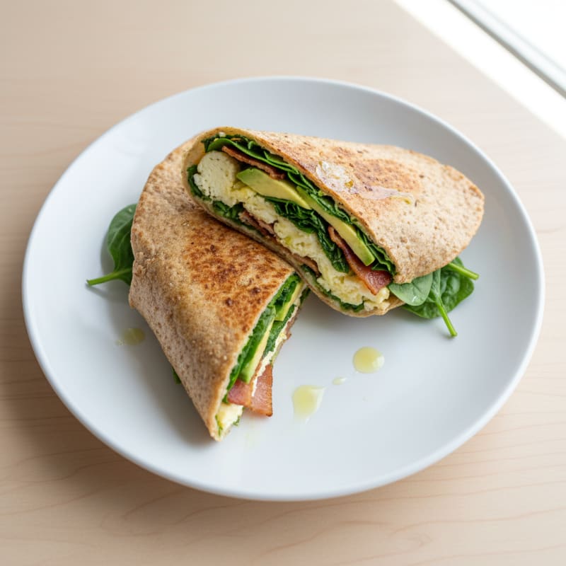 Crispy Turkey Bacon Egg White Wrap with Spinach