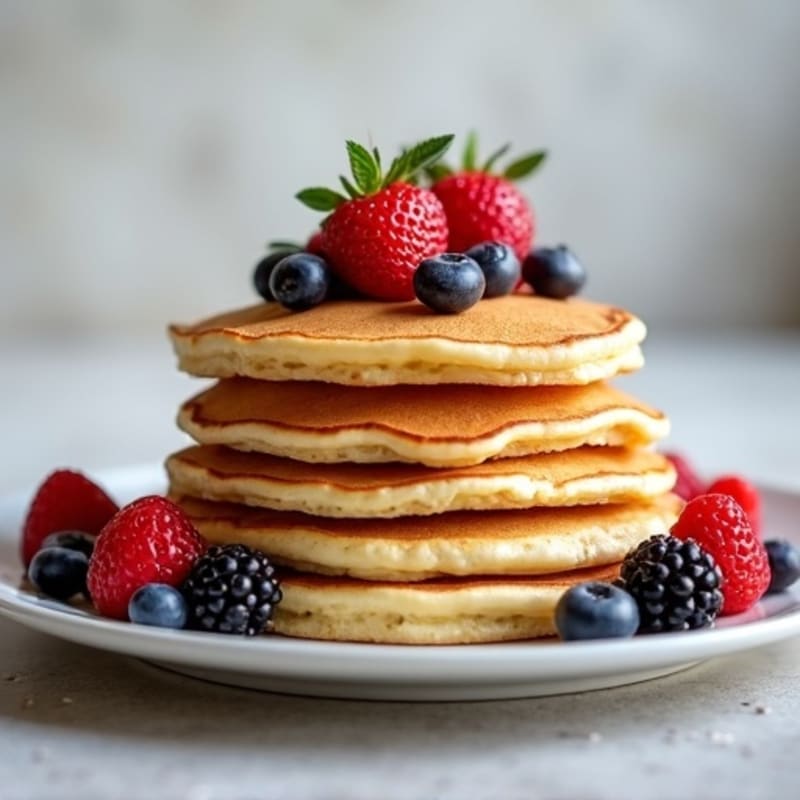 Fluffy Protein Pancakes with Fresh Berries