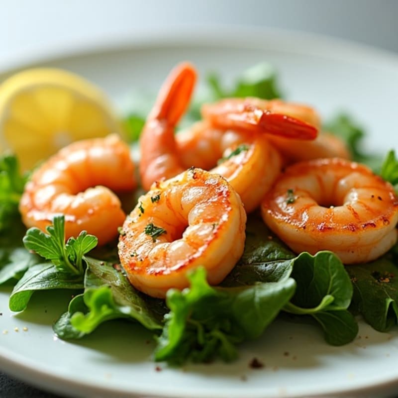 Lemon Garlic Pan-Seared Shrimp with Fresh Greens