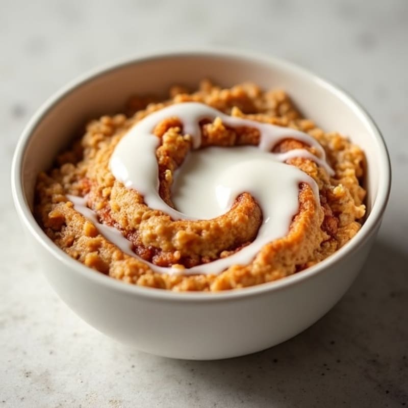 Baked Cinnamon Swirl Protein Oats with Creamy Vanilla Glaze