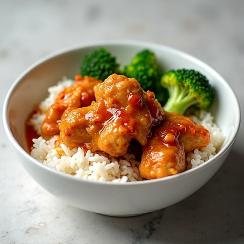 Crispy Honey-Garlic Chicken Rice Bowl