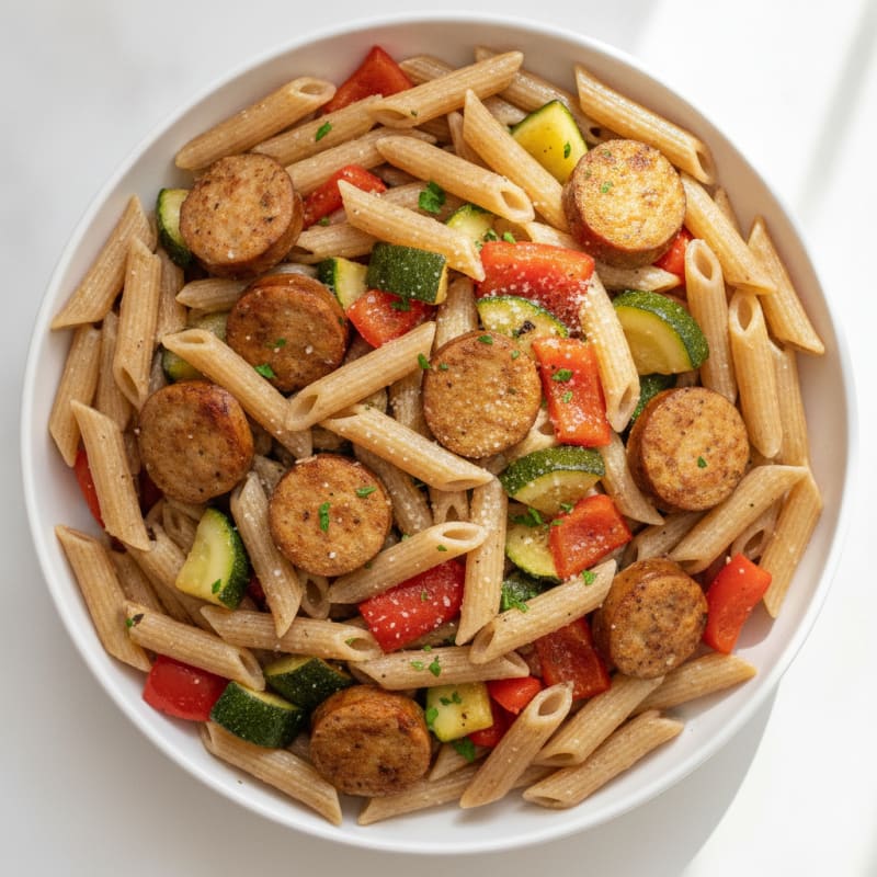 Chicken Sausage Pasta with Roasted Vegetables