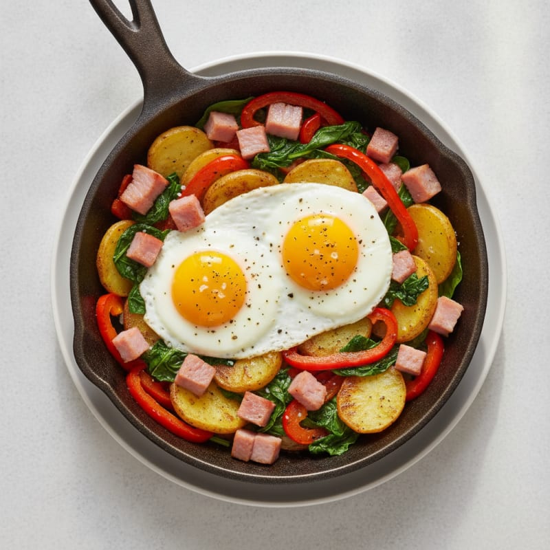Ham and Bell Pepper Egg Skillet
