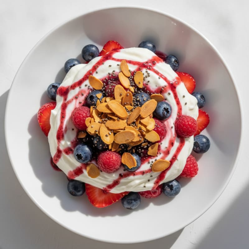 Greek Yogurt Protein Parfait with Mixed Berries
