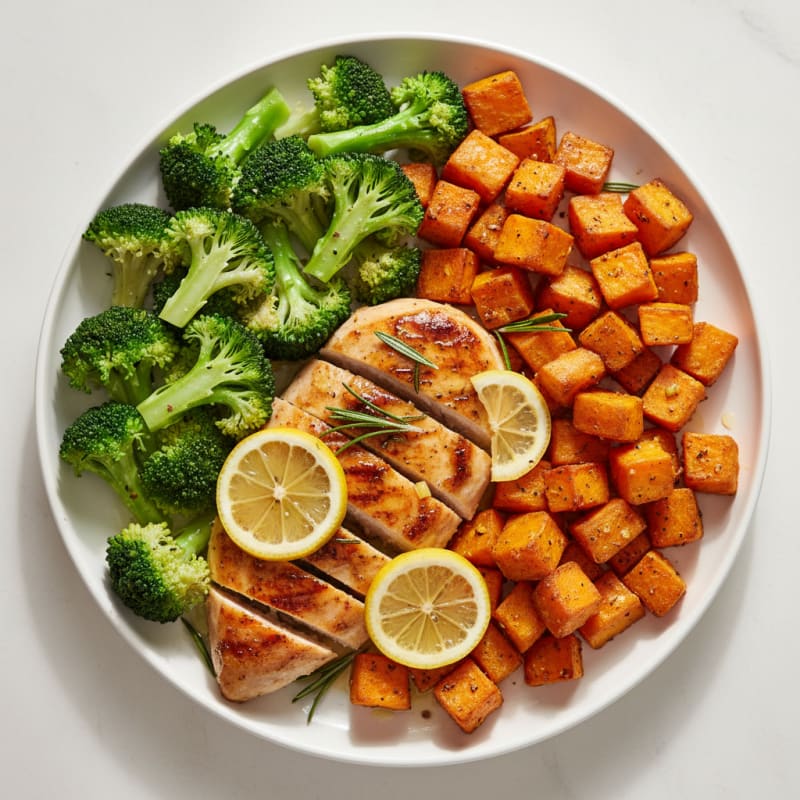 Zesty Lemon-Herb Chicken with Roasted Sweet Potatoes