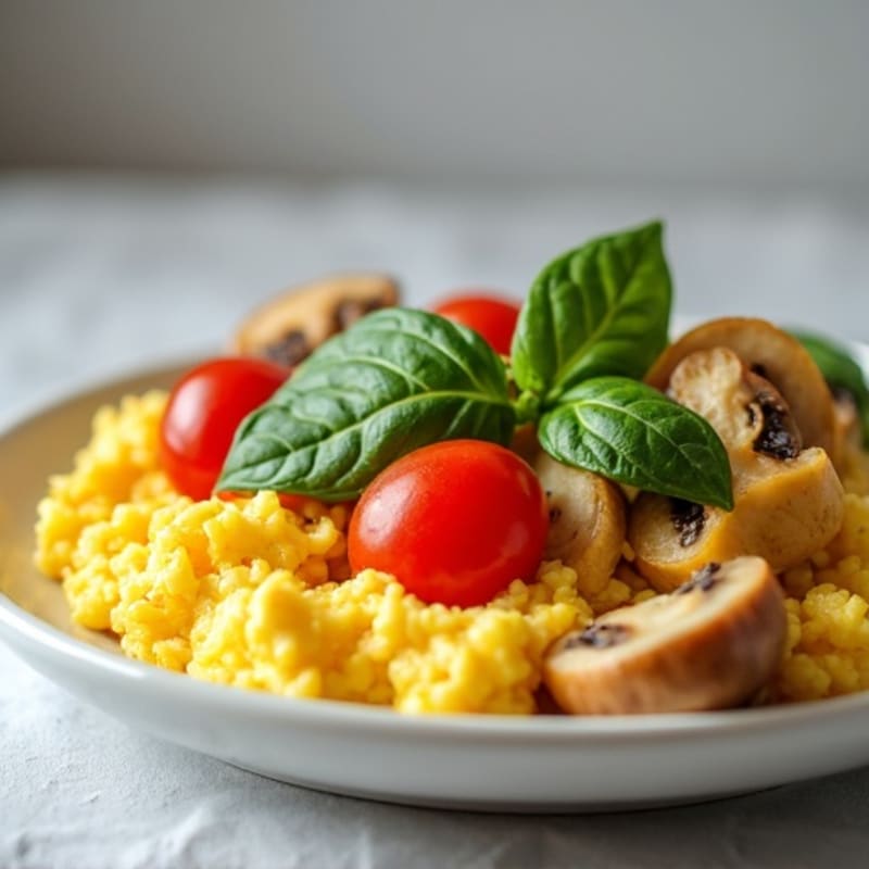 Fluffy Scrambled Eggs with Fresh Veggies