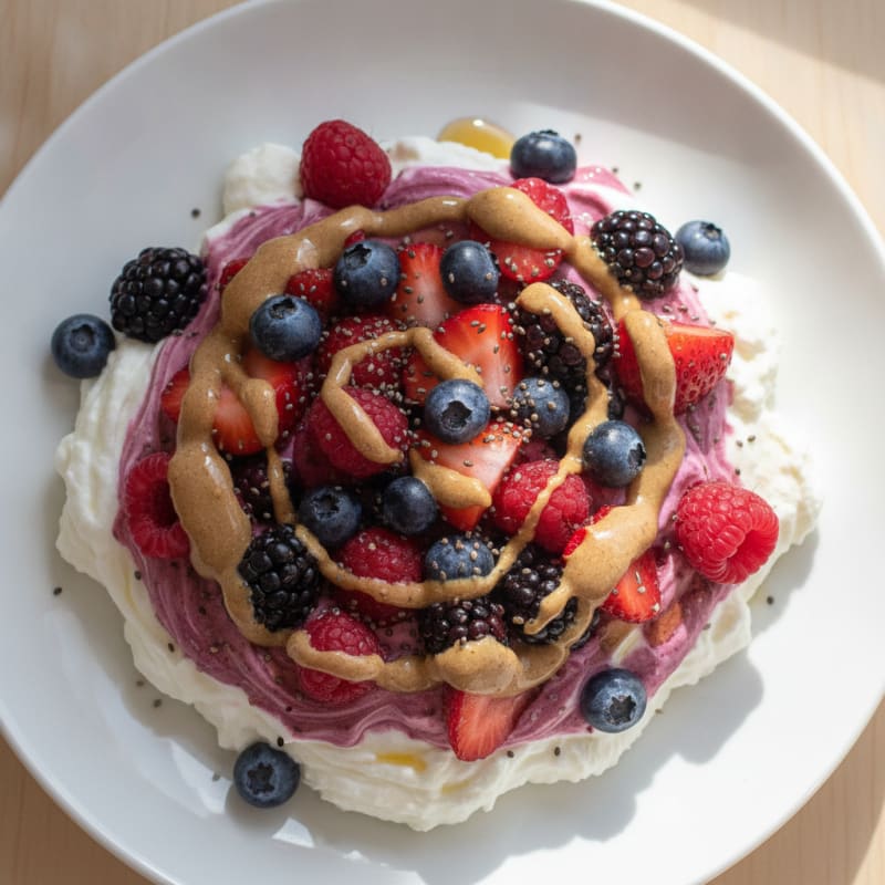 Silky Greek Yogurt Protein Pudding with Mixed Berries