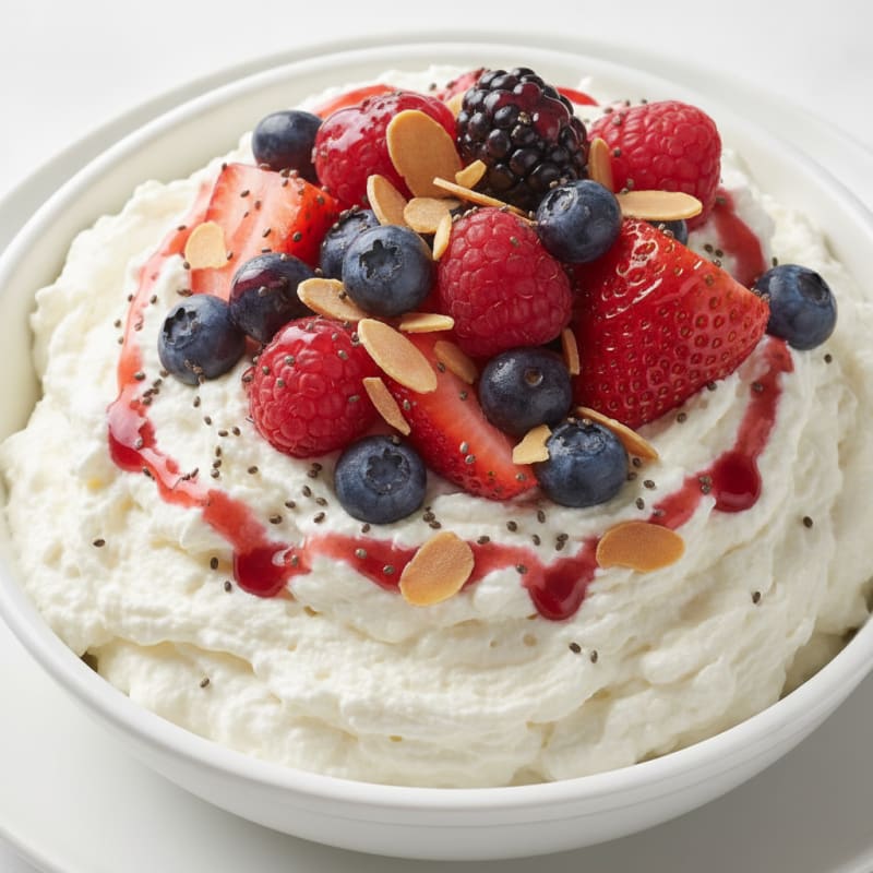 Greek Yogurt Protein Mousse with Mixed Berries