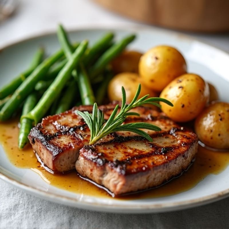 Herb-Garlic Butter Seared Steak with Roasted Baby Potatoes