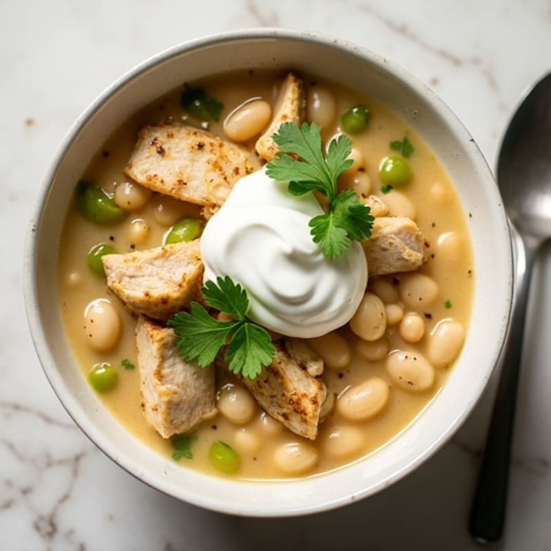 Healthy Creamy White Chicken Chili