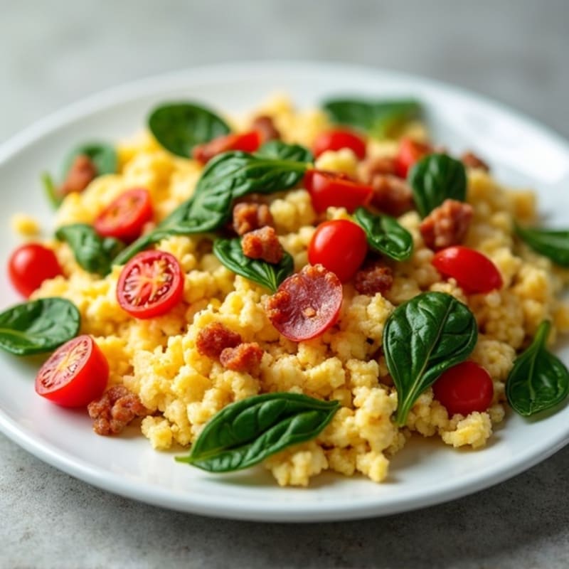 Egg White Veggie Scramble with Turkey Bacon