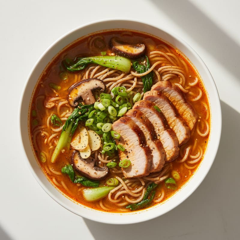 Spicy Sriracha Ramen with Tender Pork