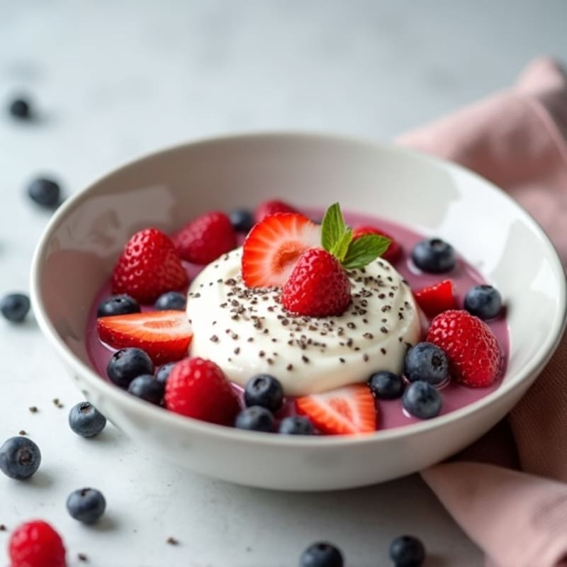 Greek Yogurt Protein Mousse with Mixed Berries